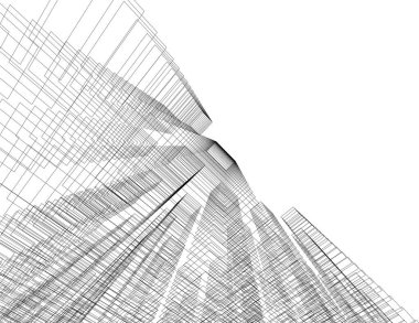 Mimari sanat konseptinde soyut çizgiler, minimum geometrik şekiller. 