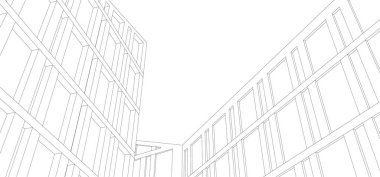 Mimari sanat konseptinde soyut çizgiler, minimum geometrik şekiller. 