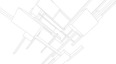Mimari sanat konseptinde soyut çizgiler, minimum geometrik şekiller.