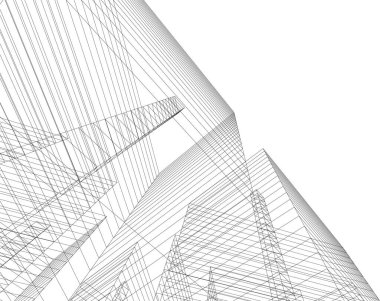 Mimari sanat konseptinde soyut çizgiler, minimum geometrik şekiller. 