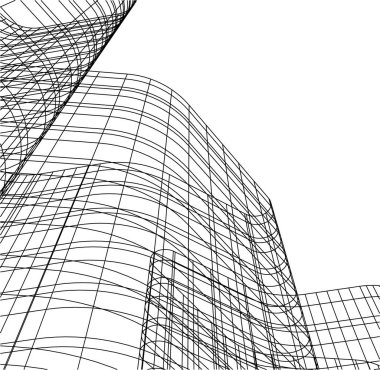 Mimari sanat konseptinde soyut çizgiler, minimum geometrik şekiller.
