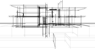Mimari sanat konseptinde soyut çizgiler, minimum geometrik şekiller. 