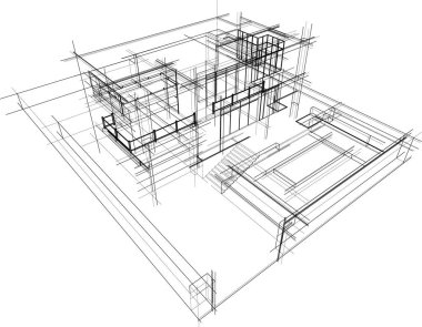 Mimari sanat konseptinde soyut çizgiler, minimum geometrik şekiller. 