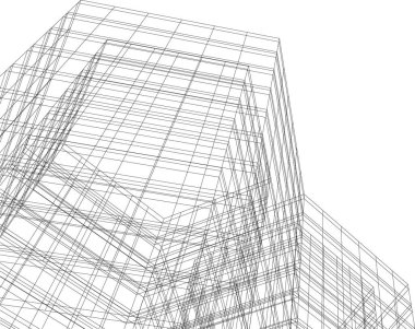 Mimari sanat konseptinde soyut çizgiler, minimum geometrik şekiller. 