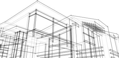 Mimari sanat konseptinde soyut çizgiler, minimum geometrik şekiller. 
