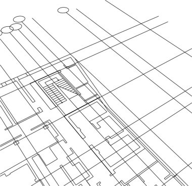 Mimari sanat konseptinde soyut çizgiler, minimum geometrik şekiller. 