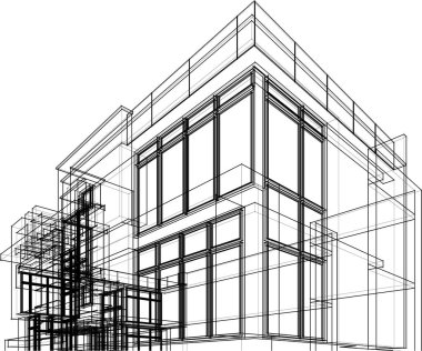 Arkaplanda mimari bina 3d illüstrasyon