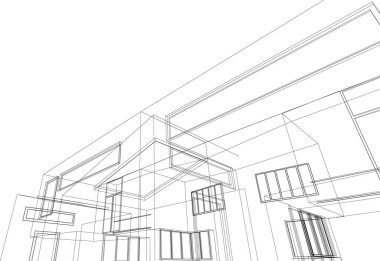 Mimari sanat konseptinde soyut çizgiler, minimum geometrik şekiller. 