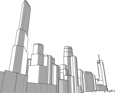 Mimari sanat konseptinde soyut çizgiler, minimum geometrik şekiller. 