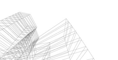 Mimari sanat konseptinde soyut çizgiler, minimum geometrik şekiller.