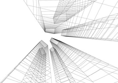 Mimari sanat konseptinde soyut çizgiler, minimum geometrik şekiller. 