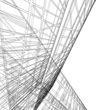 Arkaplanda mimari bina 3d illüstrasyon