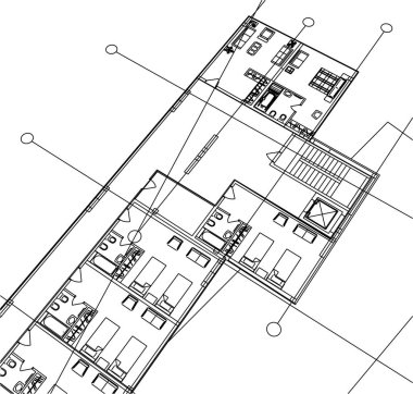 Arkaplanda mimari bina 3d illüstrasyon