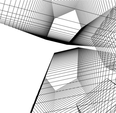 Mimari sanat konseptinde soyut çizgiler, minimum geometrik şekiller. 