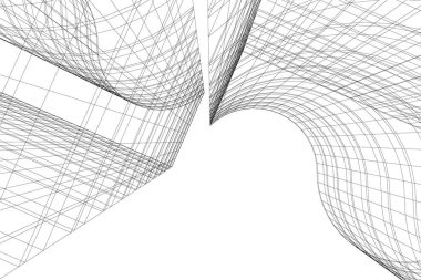 Mimari sanat konseptinde soyut çizgiler, minimum geometrik şekiller. 