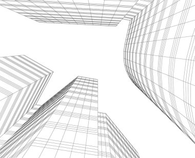 Mimari sanat konseptinde soyut çizgiler, minimum geometrik şekiller. 