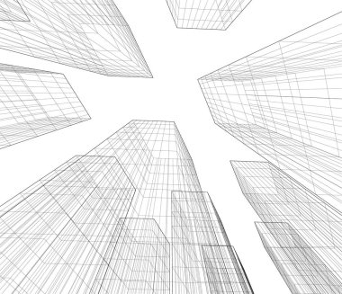 Mimari sanat konseptinde soyut çizgiler, minimum geometrik şekiller. 