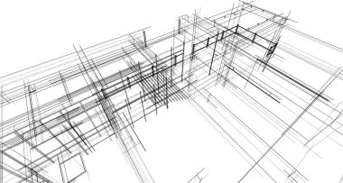Mimari sanat konseptinde soyut çizgiler, minimum geometrik şekiller. 