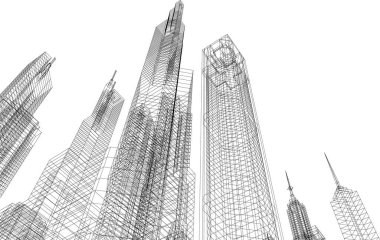 Mimari sanat konseptinde soyut çizgiler, minimum geometrik şekiller.