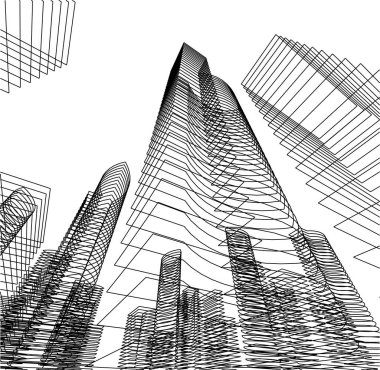 Mimari sanat konseptinde soyut çizgiler, minimum geometrik şekiller.