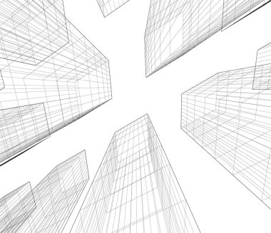 Mimari sanat konseptinde soyut çizgiler, minimum geometrik şekiller. 