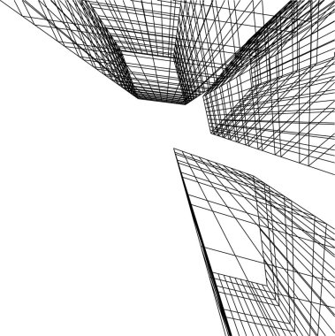 Mimari sanat konseptinde soyut çizgiler, minimum geometrik şekiller. 