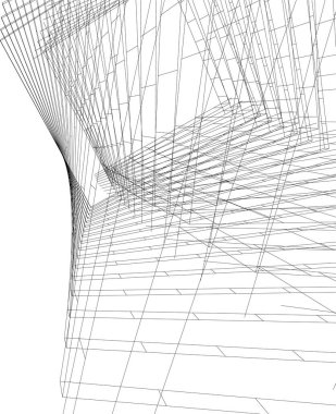 Mimari sanat konseptinde soyut çizgiler, minimum geometrik şekiller. 