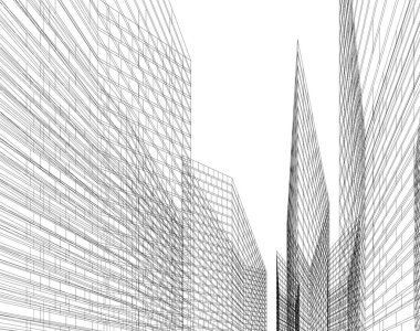 Mimari sanat konseptinde soyut çizgiler, minimum geometrik şekiller.