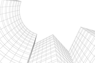 Mimari sanat konseptinde soyut çizgiler, minimum geometrik şekiller. 