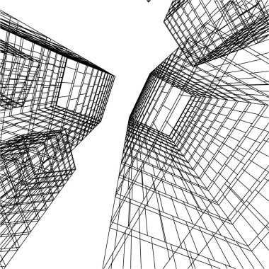 Mimari sanat konseptinde soyut çizgiler, minimum geometrik şekiller.