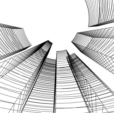 Mimari sanat konseptinde soyut çizgiler, minimum geometrik şekiller. 