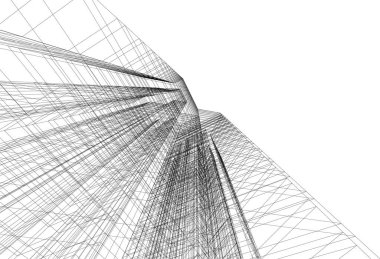 Mimari sanat konseptinde soyut çizgiler, minimum geometrik şekiller.