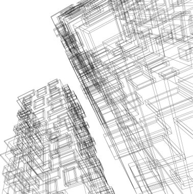 Mimari sanat konseptinde soyut çizgiler, minimum geometrik şekiller. 