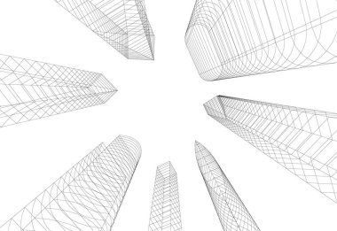 Mimari sanat konseptinde soyut çizgiler, minimum geometrik şekiller. 