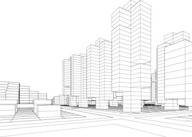 Mimari sanat konseptinde soyut çizgiler, minimum geometrik şekiller.
