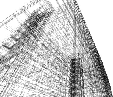 Mimari sanat konseptinde soyut çizgiler, minimum geometrik şekiller.