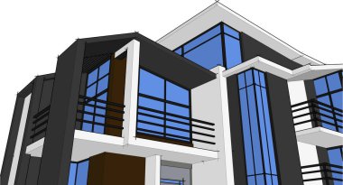 Mimari sanat konseptinde soyut çizgiler, minimum geometrik şekiller. 