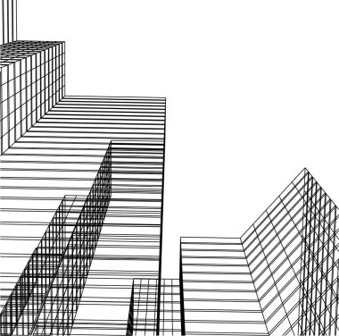 Mimari sanat konseptinde soyut çizgiler, minimum geometrik şekiller. 