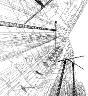 Mimari sanat konseptinde soyut çizgiler, minimum geometrik şekiller.