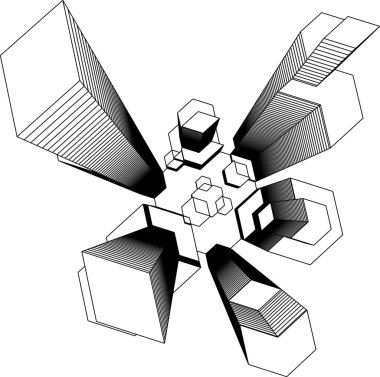 Mimari sanat konseptinde soyut çizgiler, minimum geometrik şekiller. 