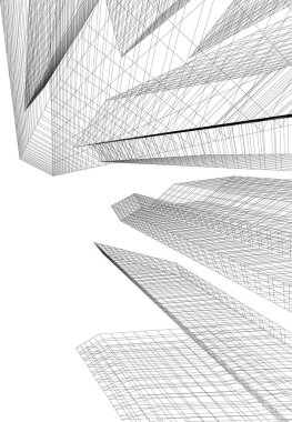 Mimari sanat konseptinde soyut çizgiler, minimum geometrik şekiller.