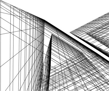 Mimari sanat konseptinde soyut çizgiler, minimum geometrik şekiller. 