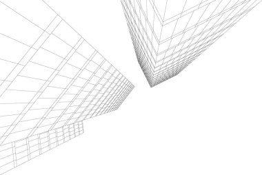Mimari sanat konseptinde soyut çizgiler, minimum geometrik şekiller.
