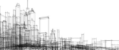 Arkaplanda mimari bina 3d illüstrasyon