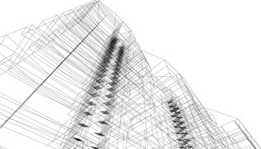 Mimari sanat konseptinde soyut çizgiler, minimum geometrik şekiller.