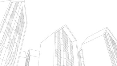 Mimari sanat konseptinde soyut çizgiler, minimum geometrik şekiller. 