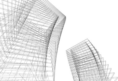 Arkaplanda mimari bina 3d illüstrasyon