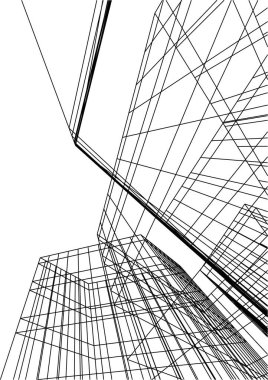 Mimari sanat konseptinde soyut çizgiler, minimum geometrik şekiller. 