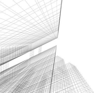 Mimari sanat konseptinde soyut çizgiler, minimum geometrik şekiller.
