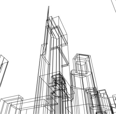 Mimari sanat konseptinde soyut çizgiler, minimum geometrik şekiller. 